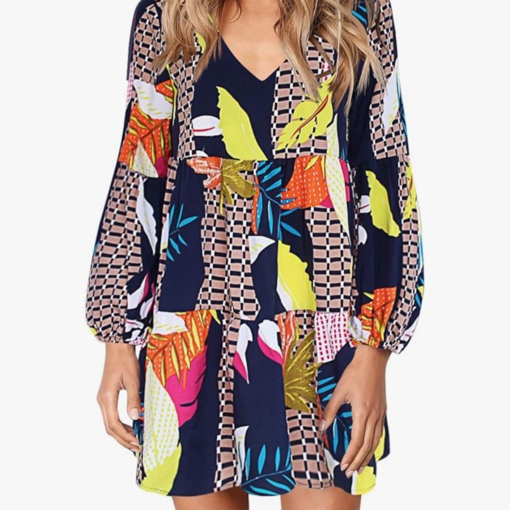 Women’s V Neck Casual Flowy Dress